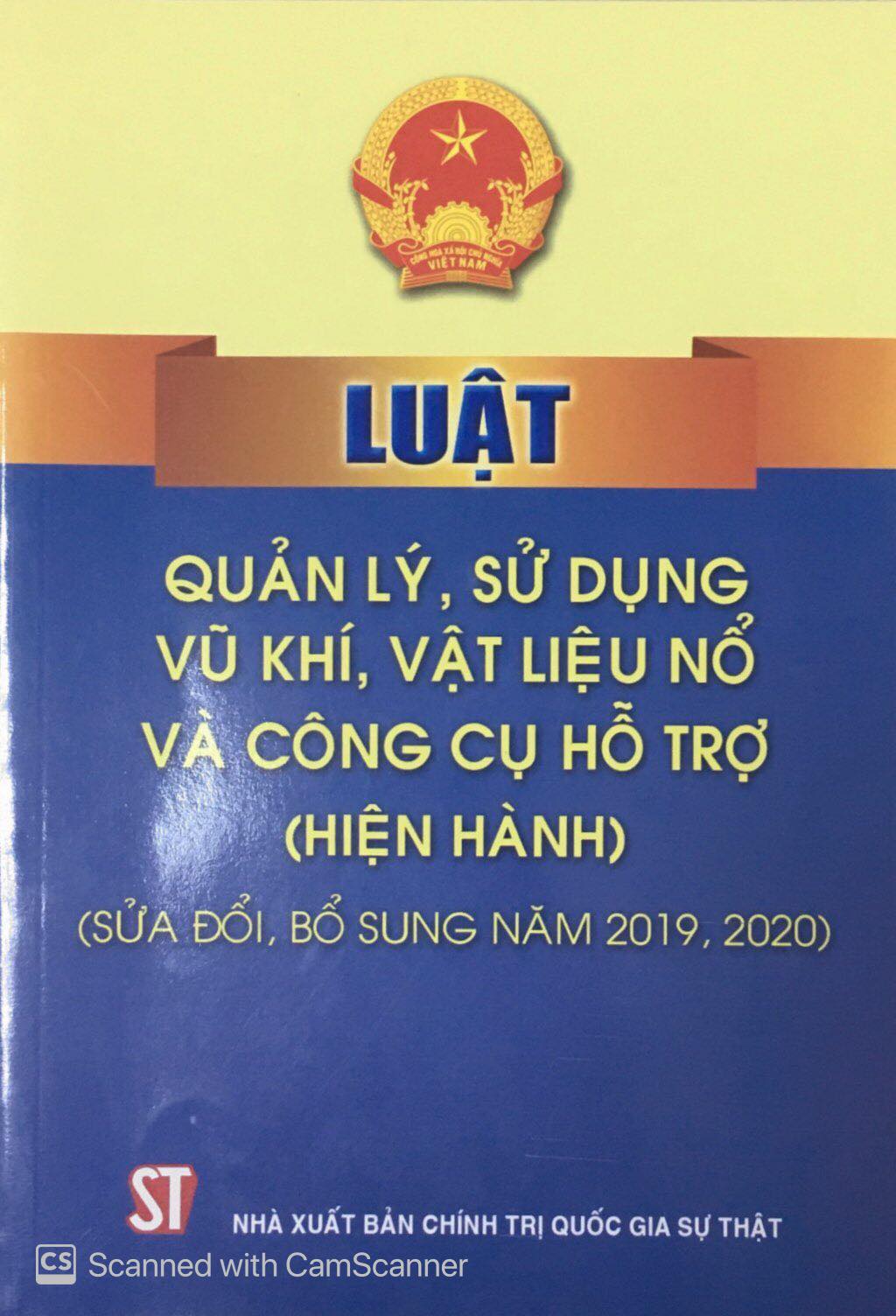 Luật quản lý, sử dụng vũ khí, vật liệu nổ và công cụ hỗ trợ (hiện hành) (sửa đổi, bổ sung năm 2019, 2020)