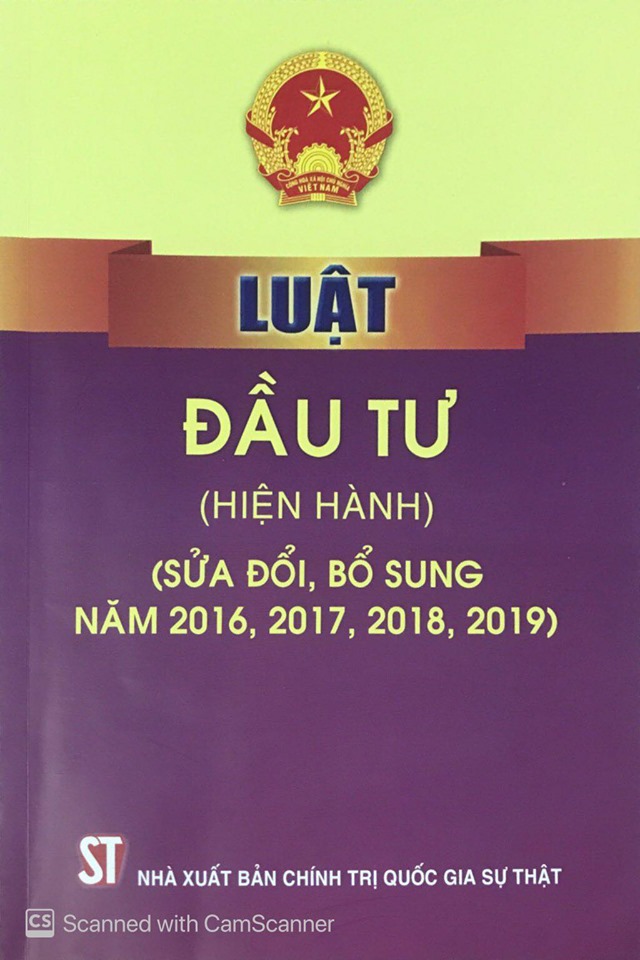 Luật Đầu tư (hiện hành) (sửa đổi, bổ sung năm 2016, 2017, 2018, 2019)