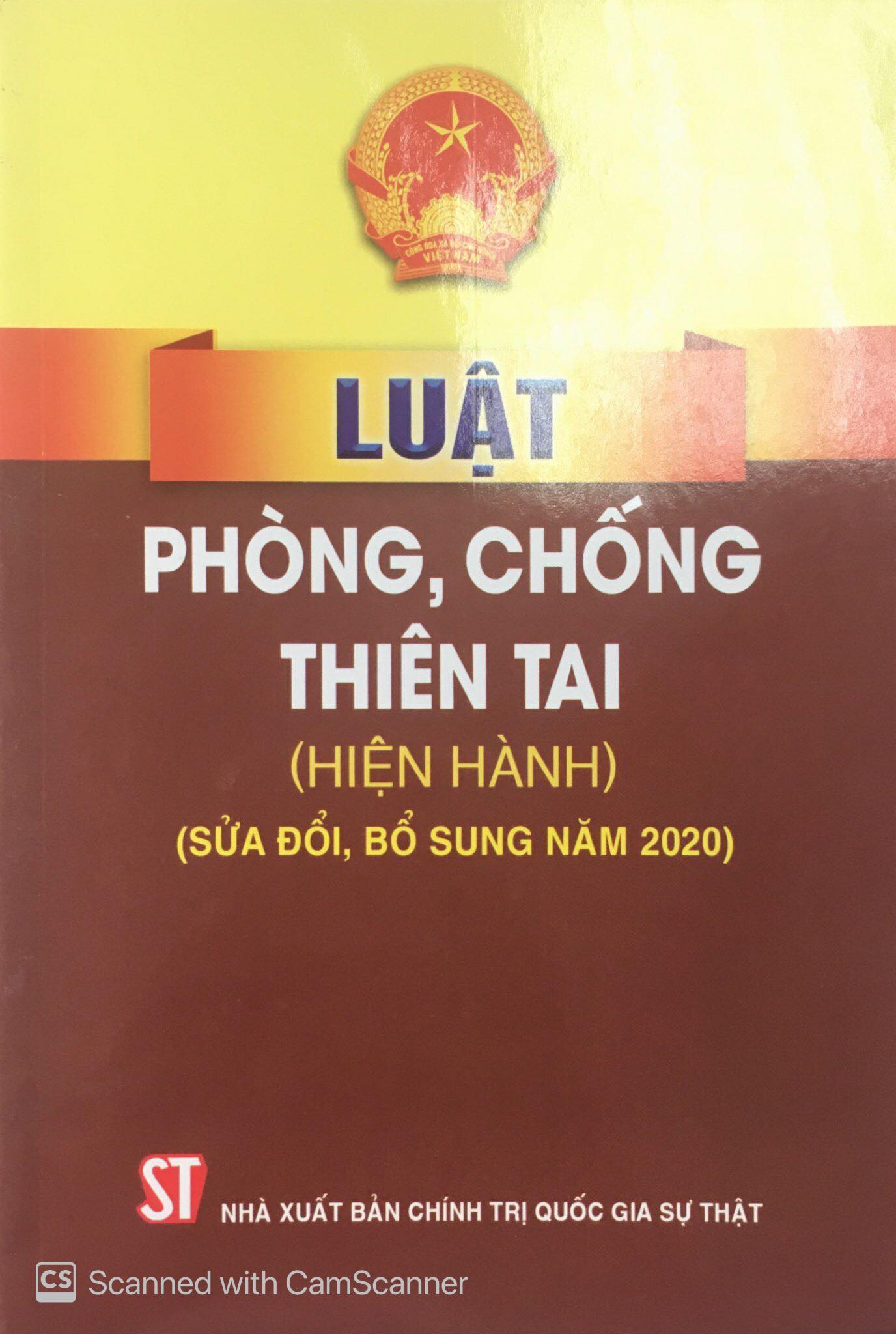 Luật Phòng, chống thiên tai (hiện hành)(sửa đổi, bổ sung năm 2020)