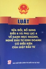 Luật sửa đổi, bổ sung điều 6 và phụ lục 4 về danh mục ngành, nghề đầu tư kinh doanh có điều kiện của Luật đầu tư